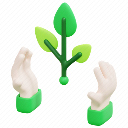 Save, nature, ecology, hand, plant, environment, protection 3D illustration - Download on Iconfinder