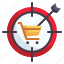target, commerce and shopping, targeting, dartboard, arrow, online shopping, cart 