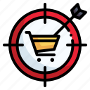 commerce and shopping, target, targeting, dartboard, arrow, online shopping, cart