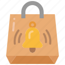 notification, bell, alarm, notice, reminder, shopping, bag