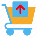cart, commerce, upload, sell, trolley