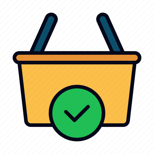 Shopping, basket, check, retail, mark, supermarket, grocery icon - Download on Iconfinder