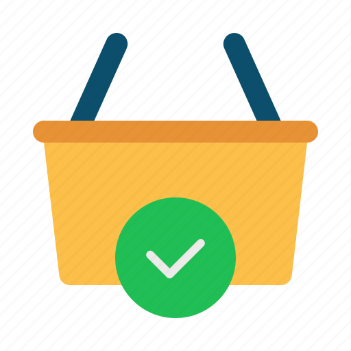 Shopping, basket, check, retail, mark, supermarket, grocery icon - Download on Iconfinder