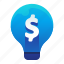 finance, idea, lightbulb, money, provitable 