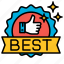 best seller, thumbs up, best, badge, award, recommended, like 