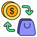 exchange, shopping bag, currency, bag, buy, ecommerce, payment method