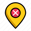 cancel, delivery address, location marker, location pin, remove location