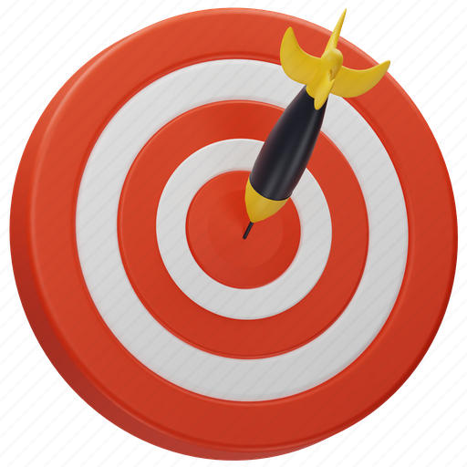 Dart, target, dartboard, game, focus, arrow, aim 3D illustration - Download on Iconfinder