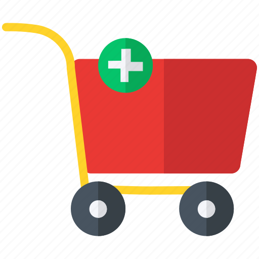 Plus shopping cart, flat icons, e-commerce, online shopping, retail, add to cart, shopping experience icon - Download on Iconfinder