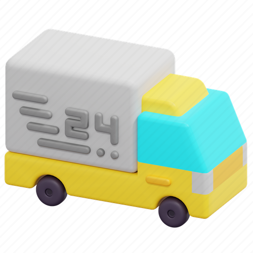 Delivery, car, shipping, and, truck, 24hours, transportation 3D illustration - Download on Iconfinder