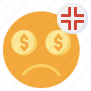 emoji, smileys, dollar, sad, face, money