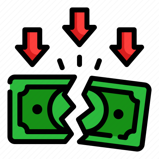 Money, bankruptcy, down, arrow, cash, dollar icon - Download on Iconfinder