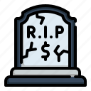 rest, in, peace, bankruptcy, crisis, tombstone, rip, dollar, money