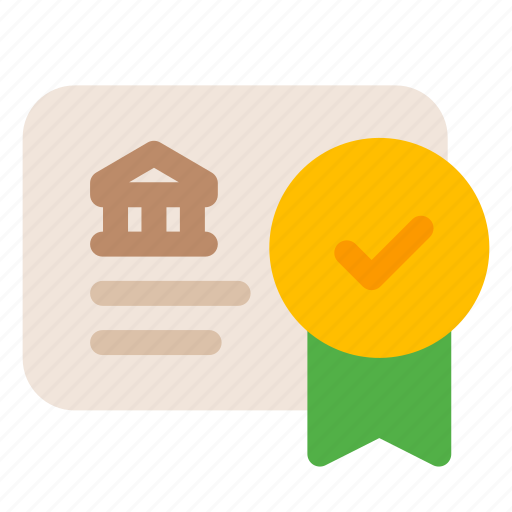 Certificate, bank, medal, checkmark icon - Download on Iconfinder