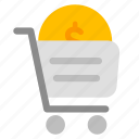 shopping cart, coin, store, market