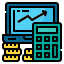 business, calculator, coin, economy, laptop 