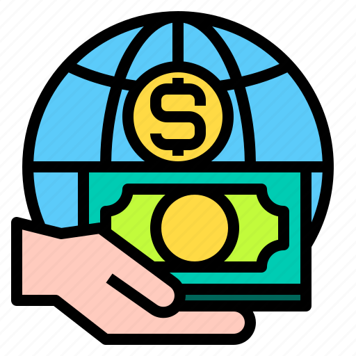 Global, currency, hand, money, economy, finance icon - Download on Iconfinder