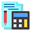 calculator, accounting, file, pen, economy, business, finance 