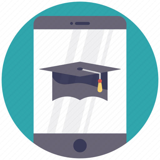 E-learning concept, education app, mobile and mortarboard, online education, online school icon - Download on Iconfinder