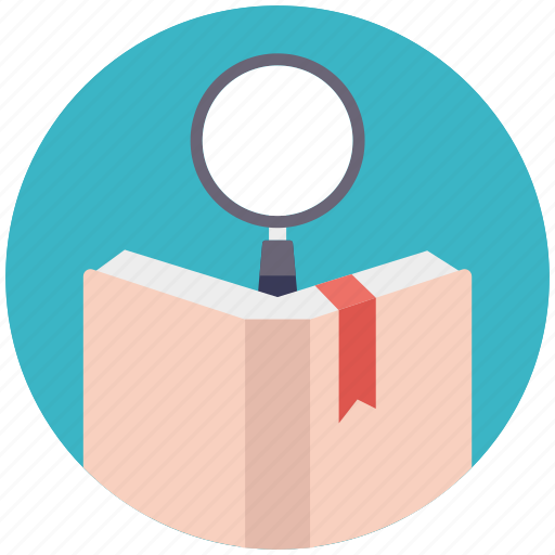 Book search, book with magnifier, dictionary, encyclopedia, literature icon - Download on Iconfinder