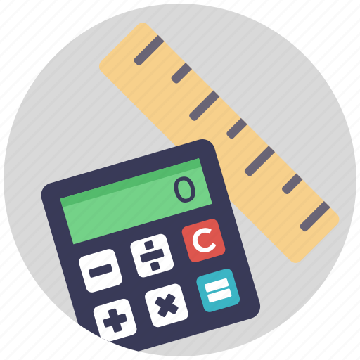 Calculator with ruler, geometry, maths, office supplies, school supplies icon - Download on Iconfinder