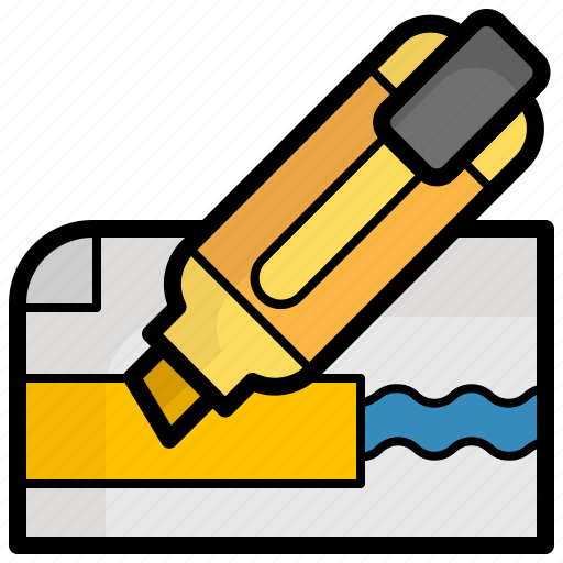Highlighter, education, marker, underline, school, material, permanent icon - Download on Iconfinder