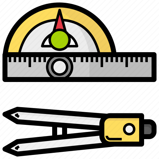 Protractor, education, ruler, school, material, geometry, curve icon - Download on Iconfinder
