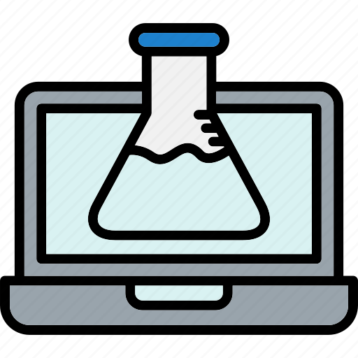 Laptop, flask, chemistry, science icon - Download on Iconfinder