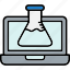 laptop, flask, chemistry, science 