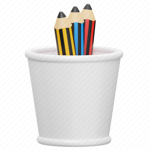 Pencil, holder, stationery, pen, tool, school, draw 3D illustration - Download on Iconfinder
