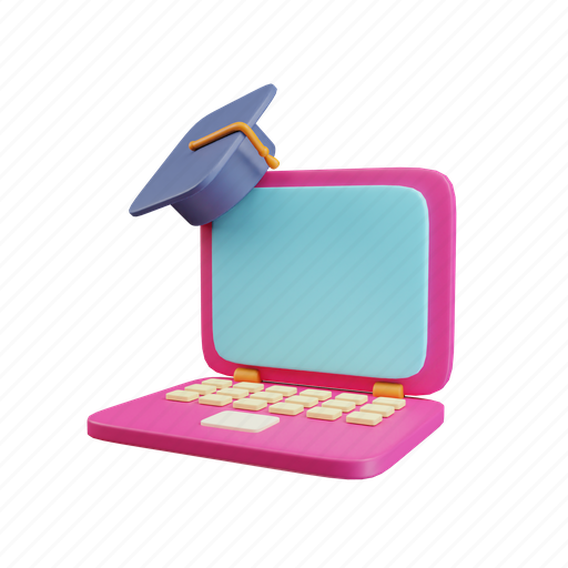 Scholarcap, laptop, school, education, study, university, technology 3D illustration - Download on Iconfinder