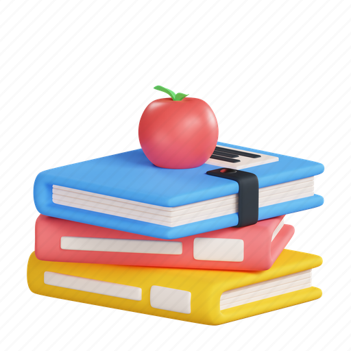 Apple, and, book, stack, school, learning, study icon - Download on Iconfinder