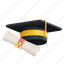 graduation, hat, with, certificate, graduate, student, education, degree 