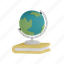 globe, with, book, learning, earth, education, school 