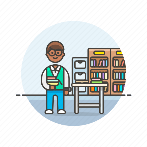 Education, librarian, book, knowledge, learn, man, science icon - Download on Iconfinder