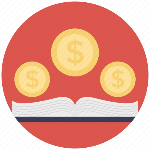 Book with coins, business education, financial education, financial literacy, history of economics icon - Download on Iconfinder