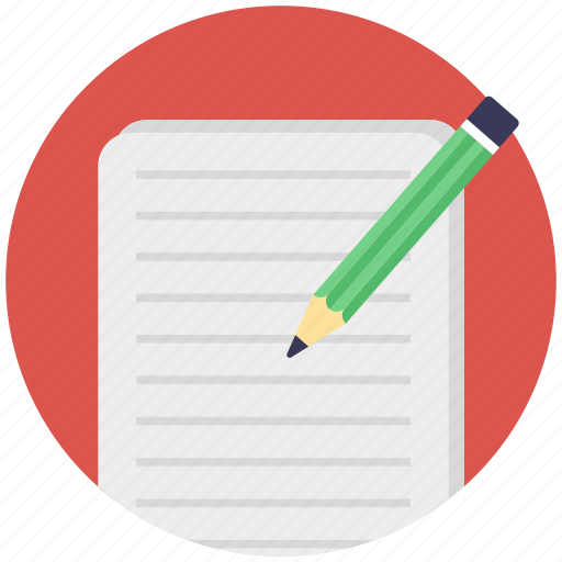 Document with pencil, notepad, notes, record, writing material icon - Download on Iconfinder