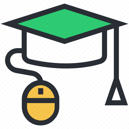 Computer mouse, e learning, mortarboard, online education, online study icon - Download on Iconfinder