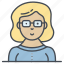 avatar, female, person, profile, student, user icon 