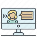 chat, conference, education, online education, presentation, webinar icon