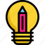 bulb, education, lamp, light, pencil, school, study 
