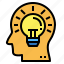 bulb, creative, head, knowledge, light 