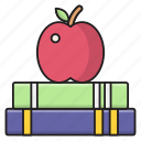 apple, book, knowledge, school, study