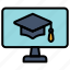 cap, education, graduate, graduation, learning, online 