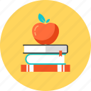 apple, book, education, knowledge, learn, school, study