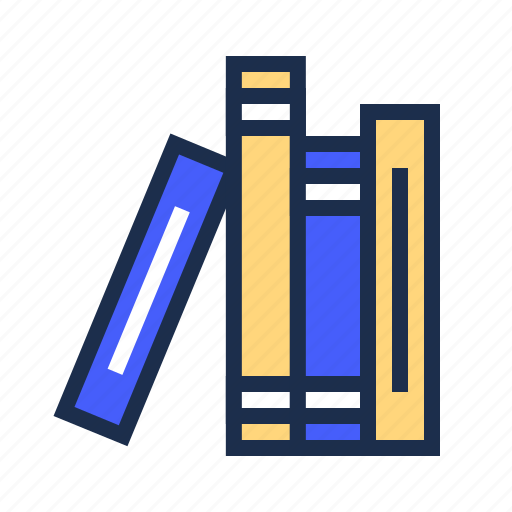Blue, books, bookshelf, course, education, school, study icon - Download on Iconfinder