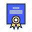 achievement, award, blue, certificate, prize, victory, winner 