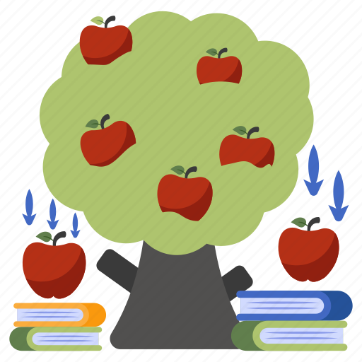Falling apple, gravitational force, physics, falling fruit, attracting force icon - Download on Iconfinder