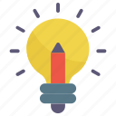 creative, creativity, idea, solution, pencil, bulb, tool