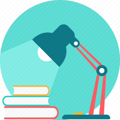 Books, lamp, study, table, learning, desk, light icon - Download on Iconfinder